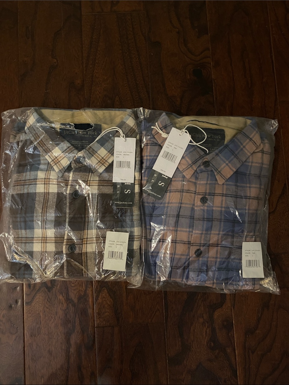 Jach’s New York Men's Plaid Button-Down Shirts - Blue and Brown